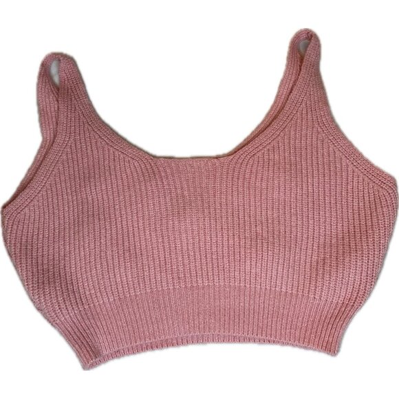 SheIn Embroidered Strawberry Knit sleeveless tank Top cropped pink shirt S 4 - Picture 2 of 6